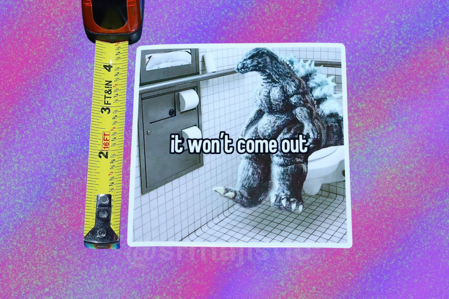 It Wont Come Out Godzilla Bathroom Meme Bumper Sticker