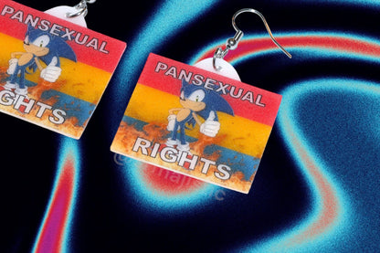 (READY TO SHIP) Sonic the Hedgehog Flaming Pride Flag Handmade Earrings!