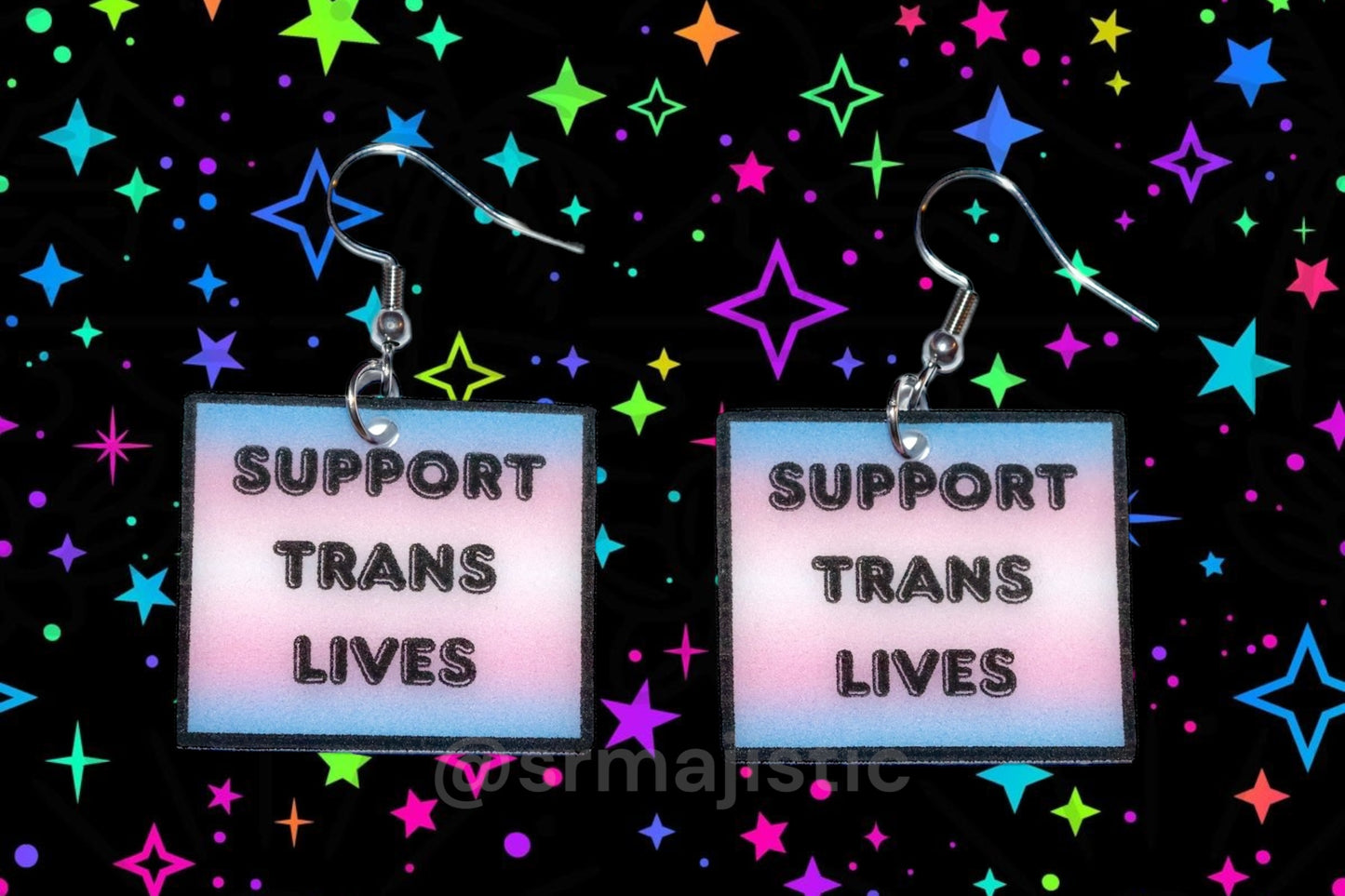 (READY TO SHIP) Support Trans Lives Flag Design Handmade Earrings!