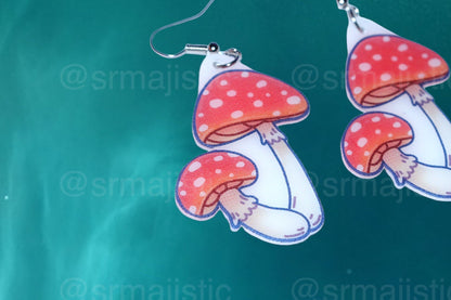 (READY TO SHIP) Cute Little Mushroom Handmade Earrings (collaboration with @saltnox)