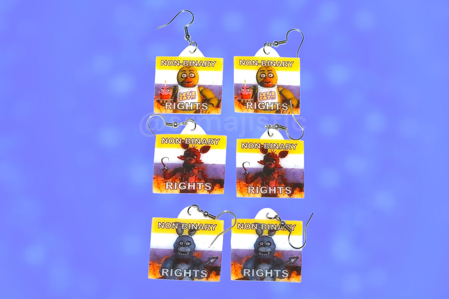 (READY TO SHIP) 5 Nights at Freddy’s Collection of Flaming Pride Flags Handmade Earrings!