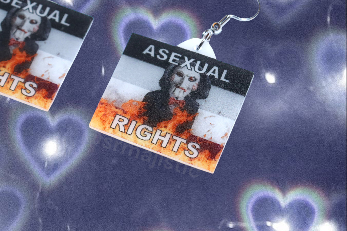 Jigsaw / Billy the Puppet Saw Character Collection of Flaming Pride Flags Handmade Earrings!