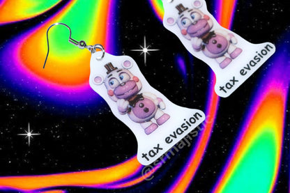 Helpy Tax Evasion Five Nights at Freddy’s FNAF Funny Meme Handmade Earrings!