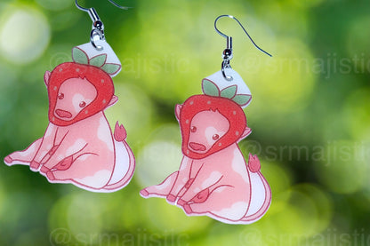 (READY TO SHIP) Sweet Strawberry Animal Handmade Earrings (collaboration with @saltnox)