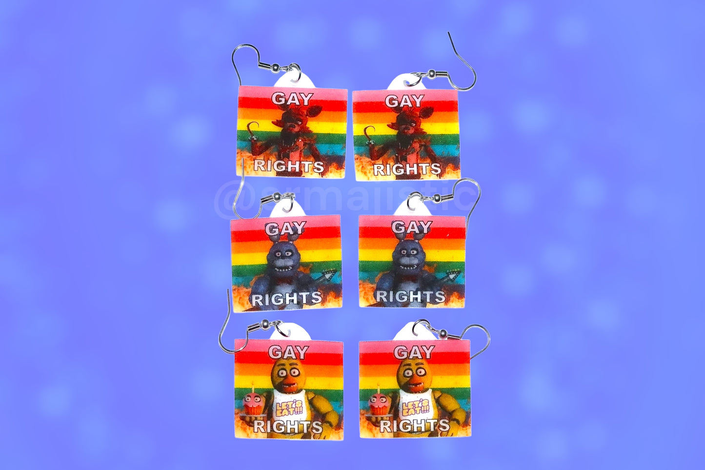 (READY TO SHIP) 5 Nights at Freddy’s Collection of Flaming Pride Flags Handmade Earrings!