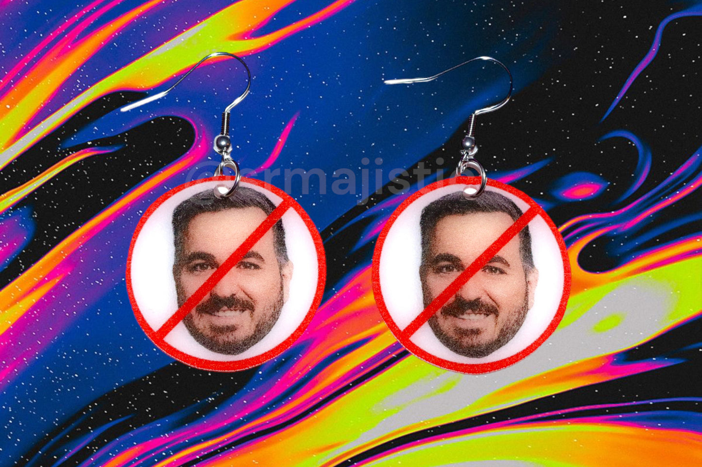 I Hate Brian ‘Q’ Quinn ‘No’ Symbol Impractical Jokers Funny Meme Handmade Earrings!