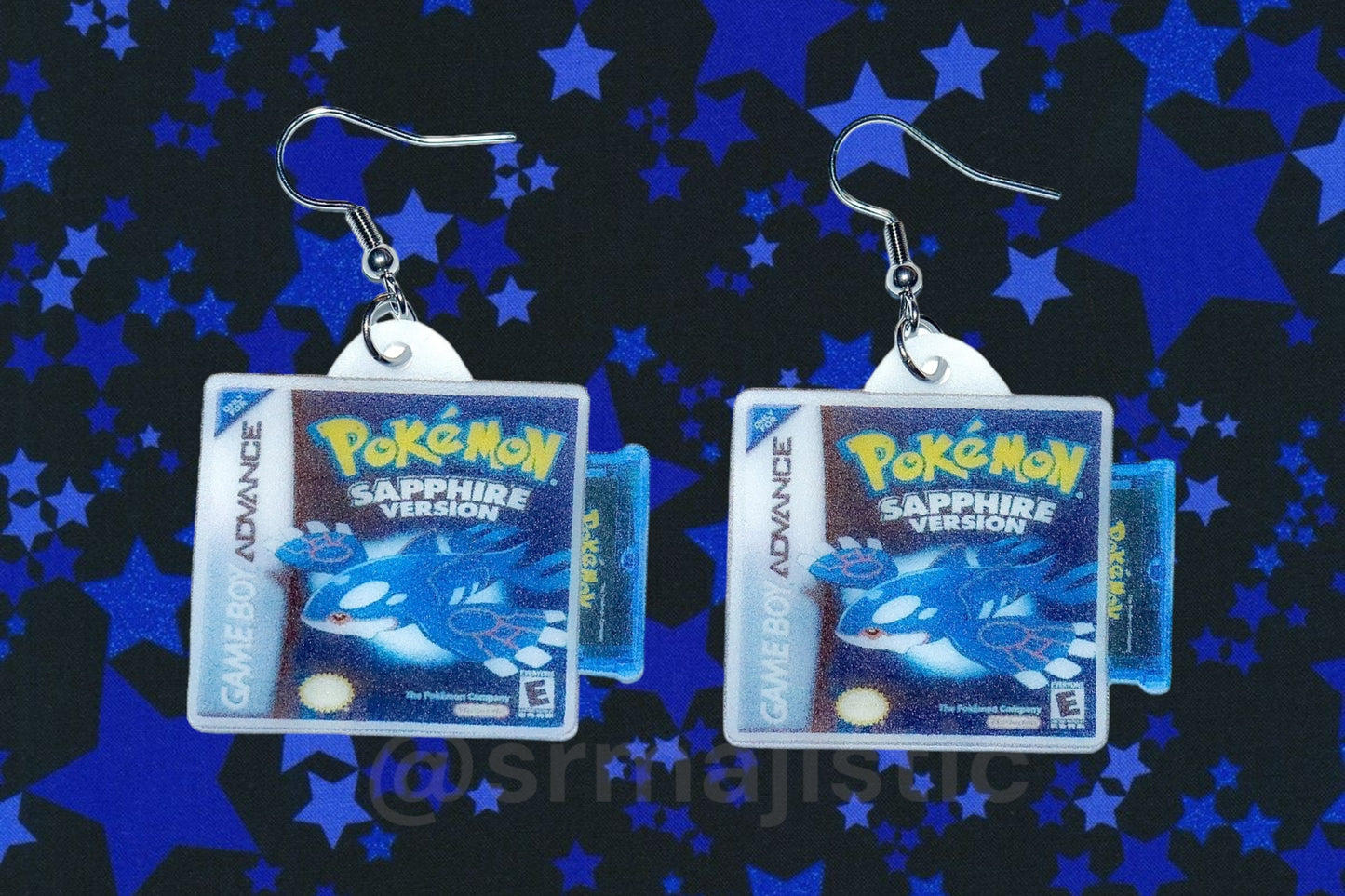 (READY TO SHIP) Pokémon Game Boy Advance Ruby, Sapphire, and Emerald 2D Game Detailed Handmade Earrings!