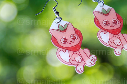 (READY TO SHIP) Sweet Strawberry Animal Handmade Earrings (collaboration with @saltnox)