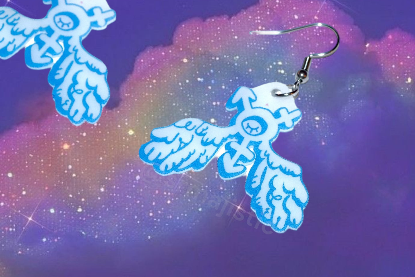 (READY TO SHIP) Trans Angel Symbol Earrings (collaboration with @cursedluver!)