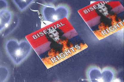 Jigsaw / Billy the Puppet Saw Character Collection of Flaming Pride Flags Handmade Earrings!