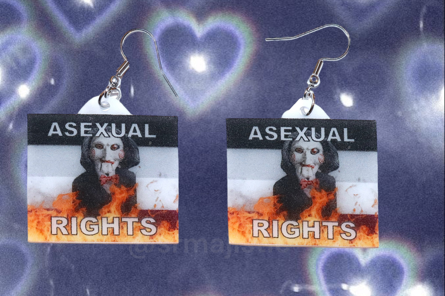 Jigsaw / Billy the Puppet Saw Character Collection of Flaming Pride Flags Handmade Earrings!