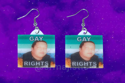 (READY TO SHIP) Sal Vulcano Gay Flaming Pride Flag Handmade Earrings!