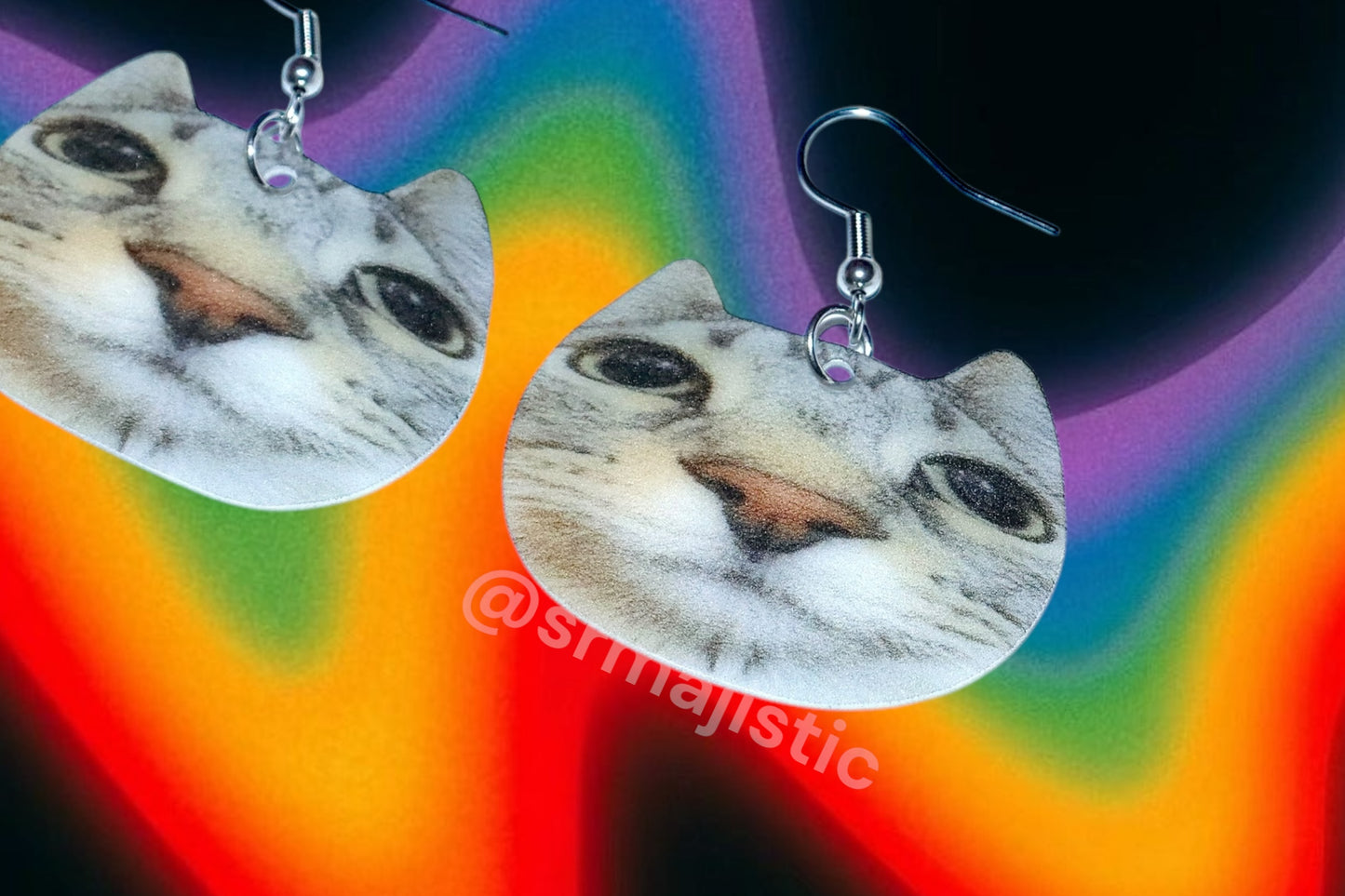 Round Cat Meme Handmade Earrings!