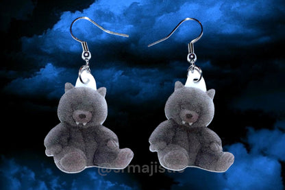 Jellycat Wilf Wolf Plushie 2D Cute Handmade Earrings!