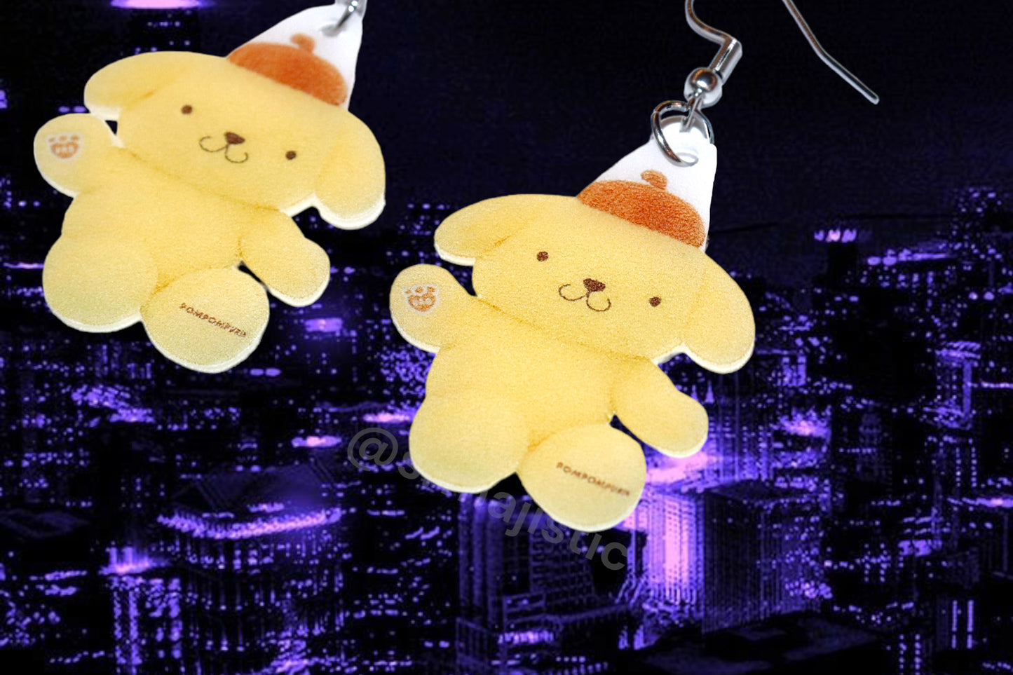 Build a Bear Sanrio Pompompurin Cute Kawaii Handmade Earrings!