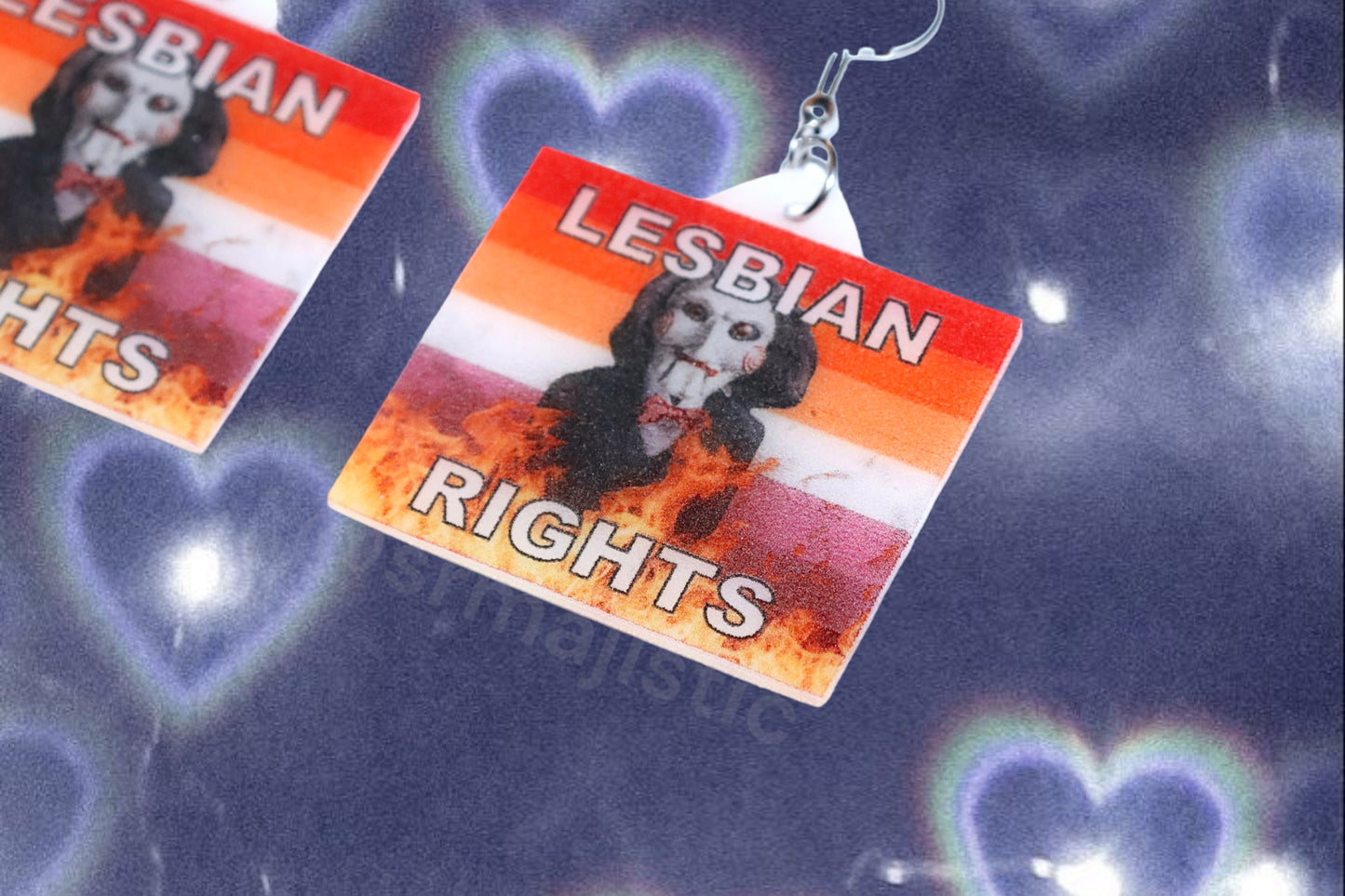 Jigsaw / Billy the Puppet Saw Character Collection of Flaming Pride Flags Handmade Earrings!