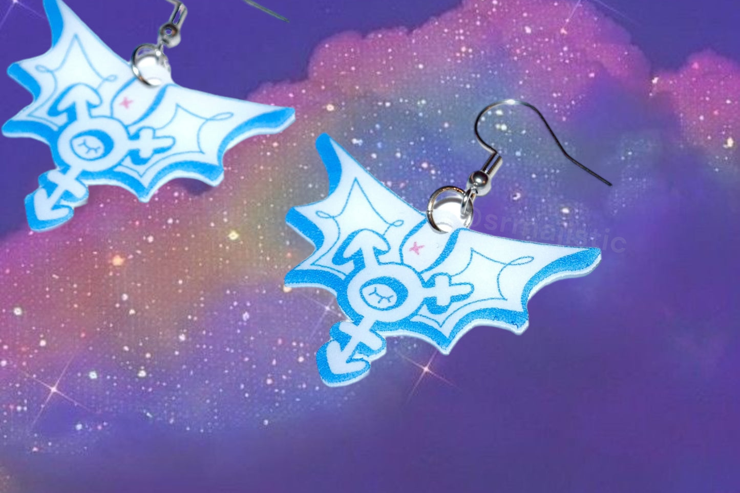 (READY TO SHIP) Trans Angel Symbol Earrings (collaboration with @cursedluver!)