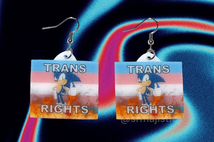 (READY TO SHIP) Sonic the Hedgehog Flaming Pride Flag Handmade Earrings!