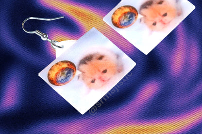 (READY TO SHIP) Little Kitten Exploding World Funny Meme Handmade Earrings!