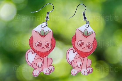 (READY TO SHIP) Sweet Strawberry Animal Handmade Earrings (collaboration with @saltnox)