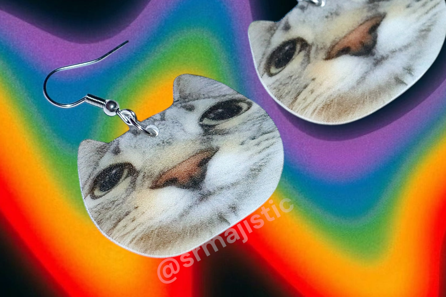 Round Cat Meme Handmade Earrings!