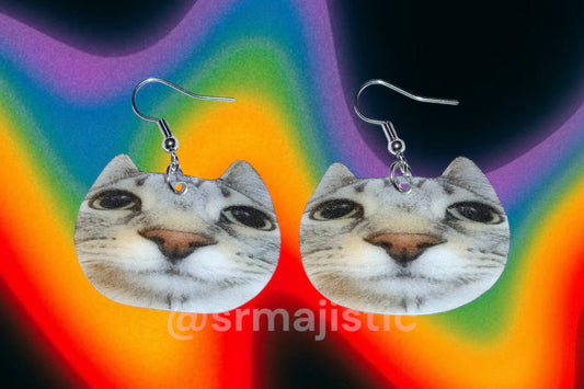 Round Cat Meme Handmade Earrings!