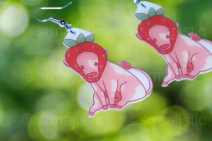 (READY TO SHIP) Sweet Strawberry Animal Handmade Earrings (collaboration with @saltnox)