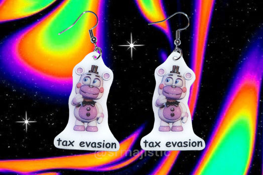 Helpy Tax Evasion Five Nights at Freddy’s FNAF Funny Meme Handmade Earrings!