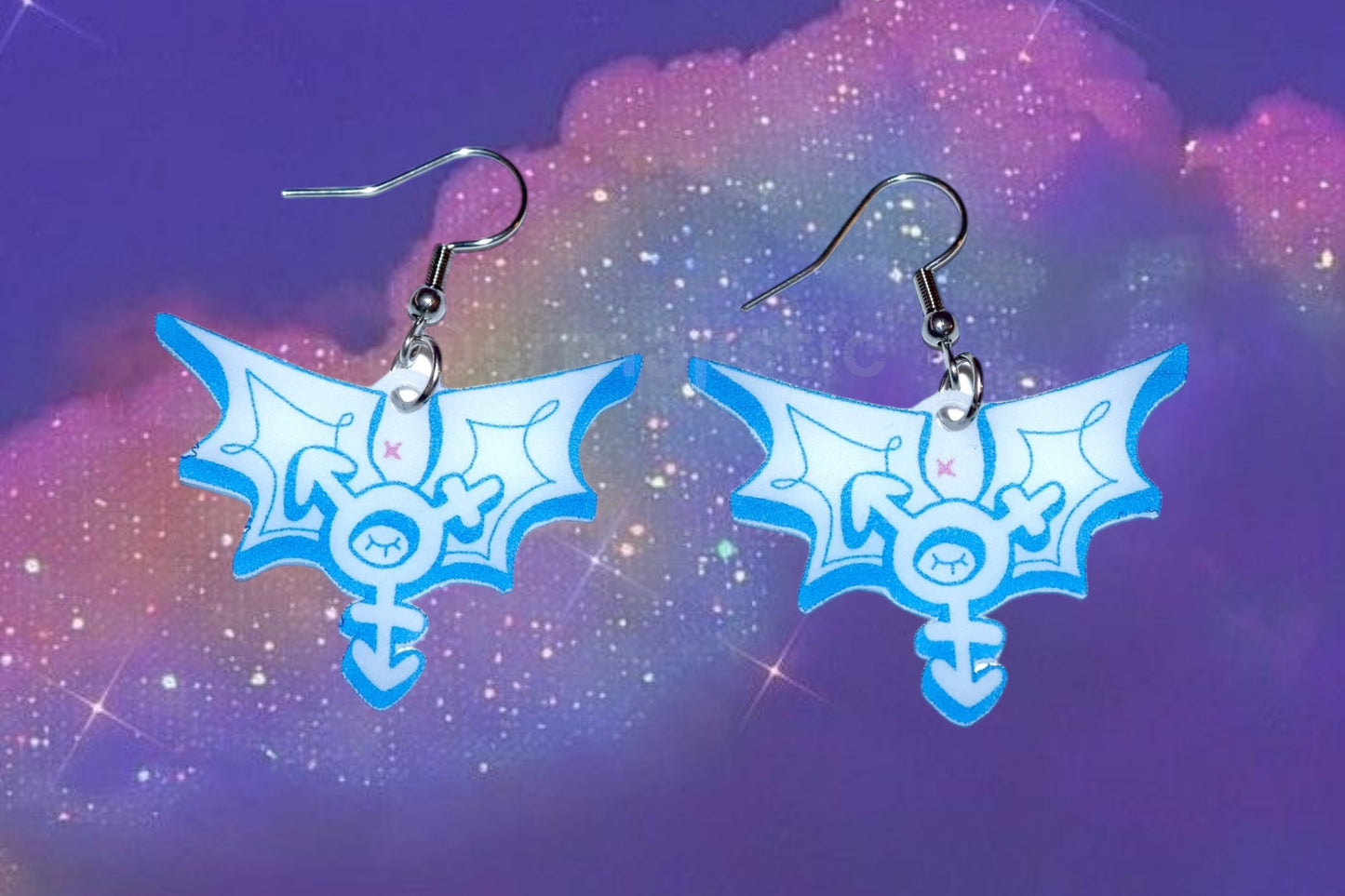 (READY TO SHIP) Trans Angel Symbol Earrings (collaboration with @cursedluver!)