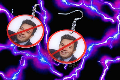 Jimmy Fallon ‘No’ Symbol Funny Meme Handmade Earrings!