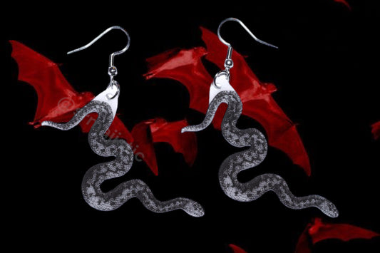 (READY TO SHIP) Detailed Black and White Snake Handmade Earrings!