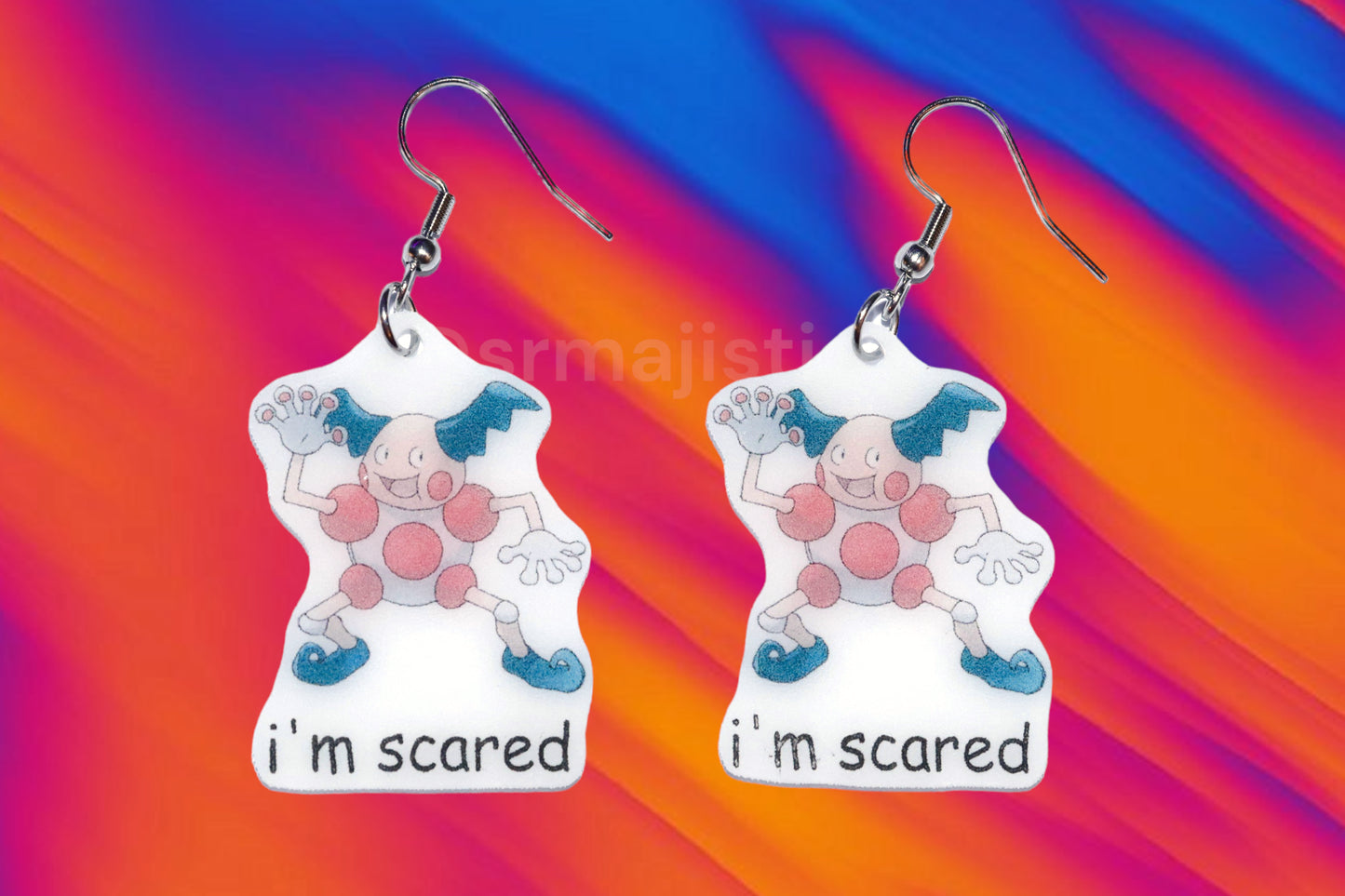 I’m Scared Mr. Mime Pokemon Meme Handmade Earrings!