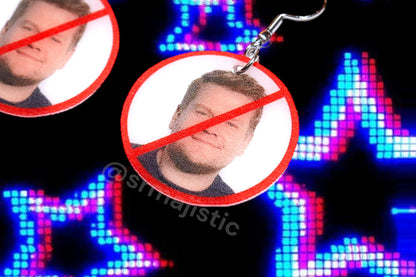 (READY TO SHIP) I Hate James Corden ‘No’ Symbol Funny Meme Handmade Earrings!