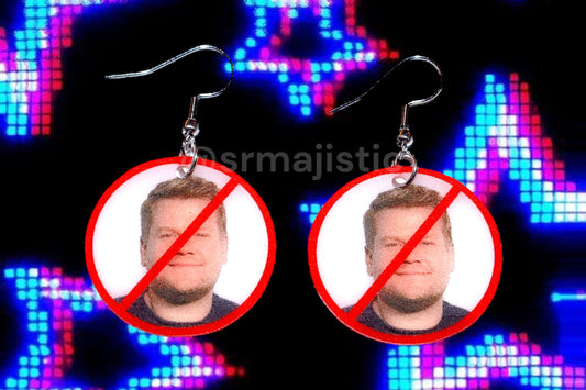 (READY TO SHIP) I Hate James Corden ‘No’ Symbol Funny Meme Handmade Earrings!