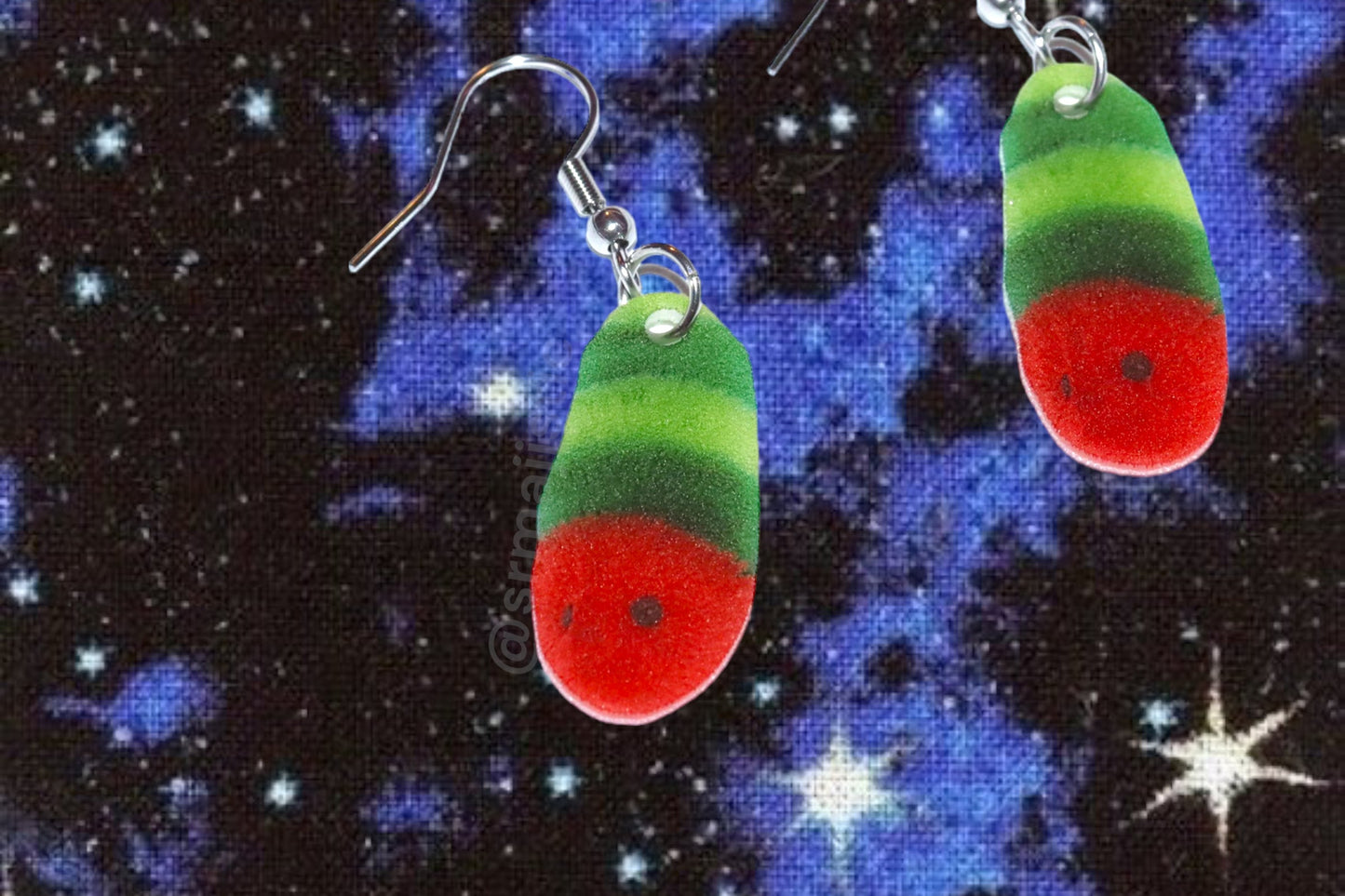 (READY TO SHIP) Cute Red and Green Wormie Handmade Earrings!