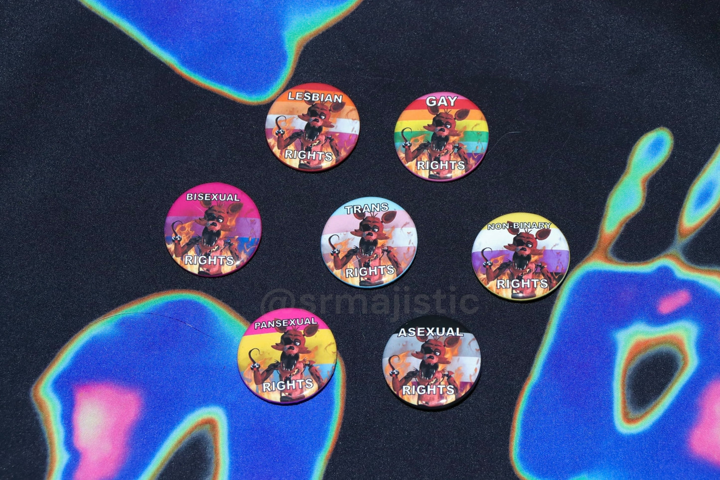 Flaming Pride Flag Character Buttons!