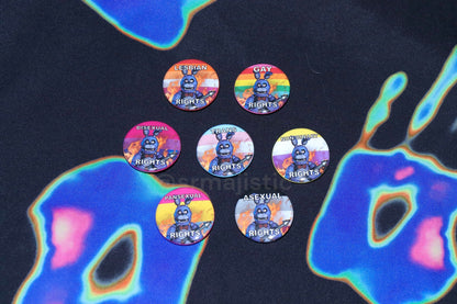 Flaming Pride Flag Character Buttons!