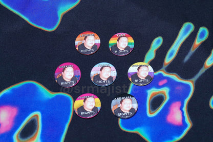 Flaming Pride Flag Character Buttons!