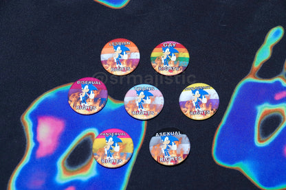 Flaming Pride Flag Character Buttons!