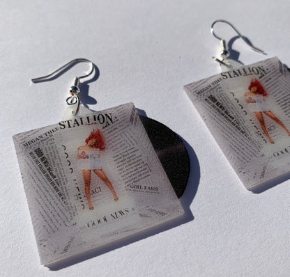 (READY TO SHIP) Megan Thee Stallion Good News Vinyl Album Handmade Earrings!