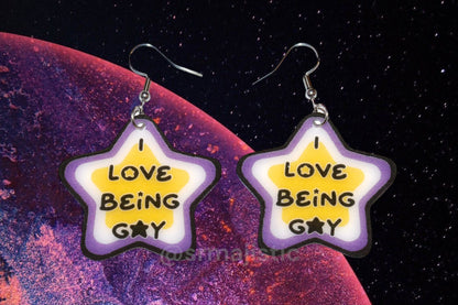 I Love Being Gay Various Pride Star Handmade Earrings!