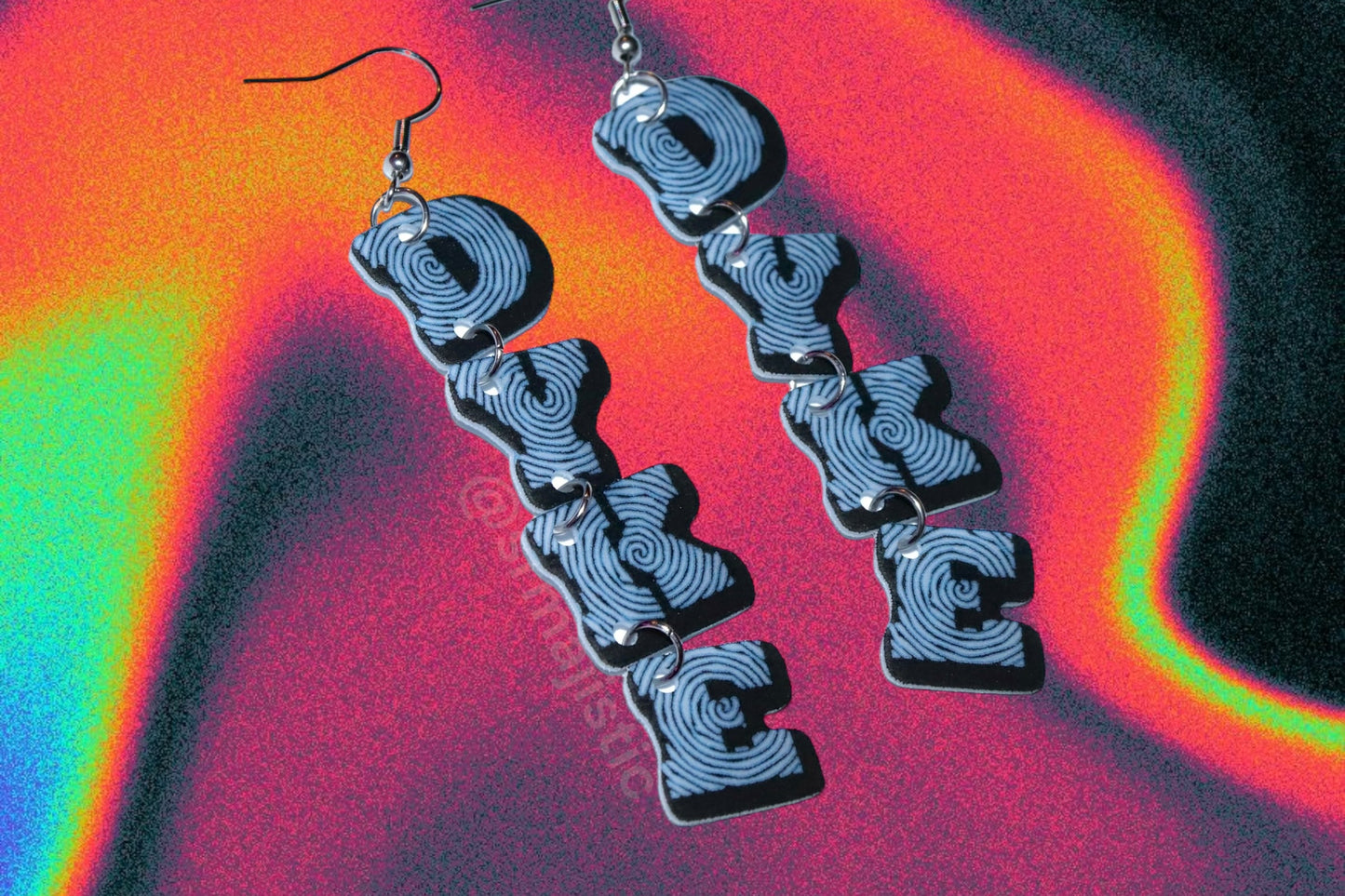 Dyke Dangle Swirly Letters Handmade Earrings!