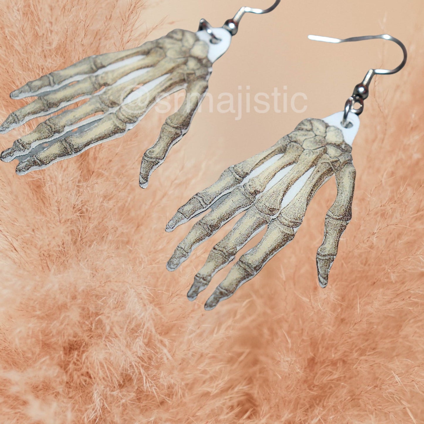 (READY TO SHIP) Spooky Skeleton Hand 2D Handmade Earrings!