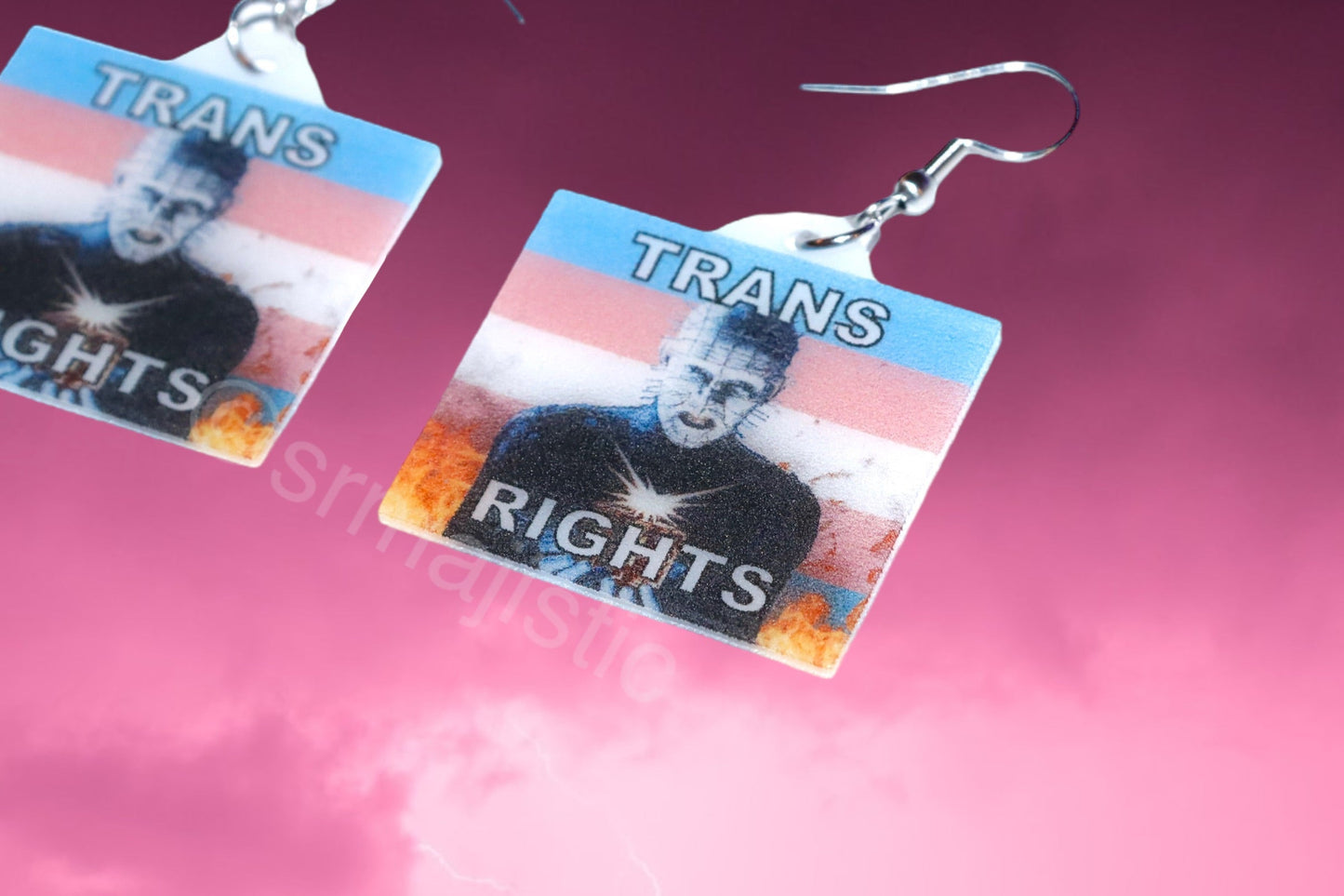 (READY TO SHIP) Hellraiser Pinhead Collection of Flaming Pride Flags Handmade Earrings!