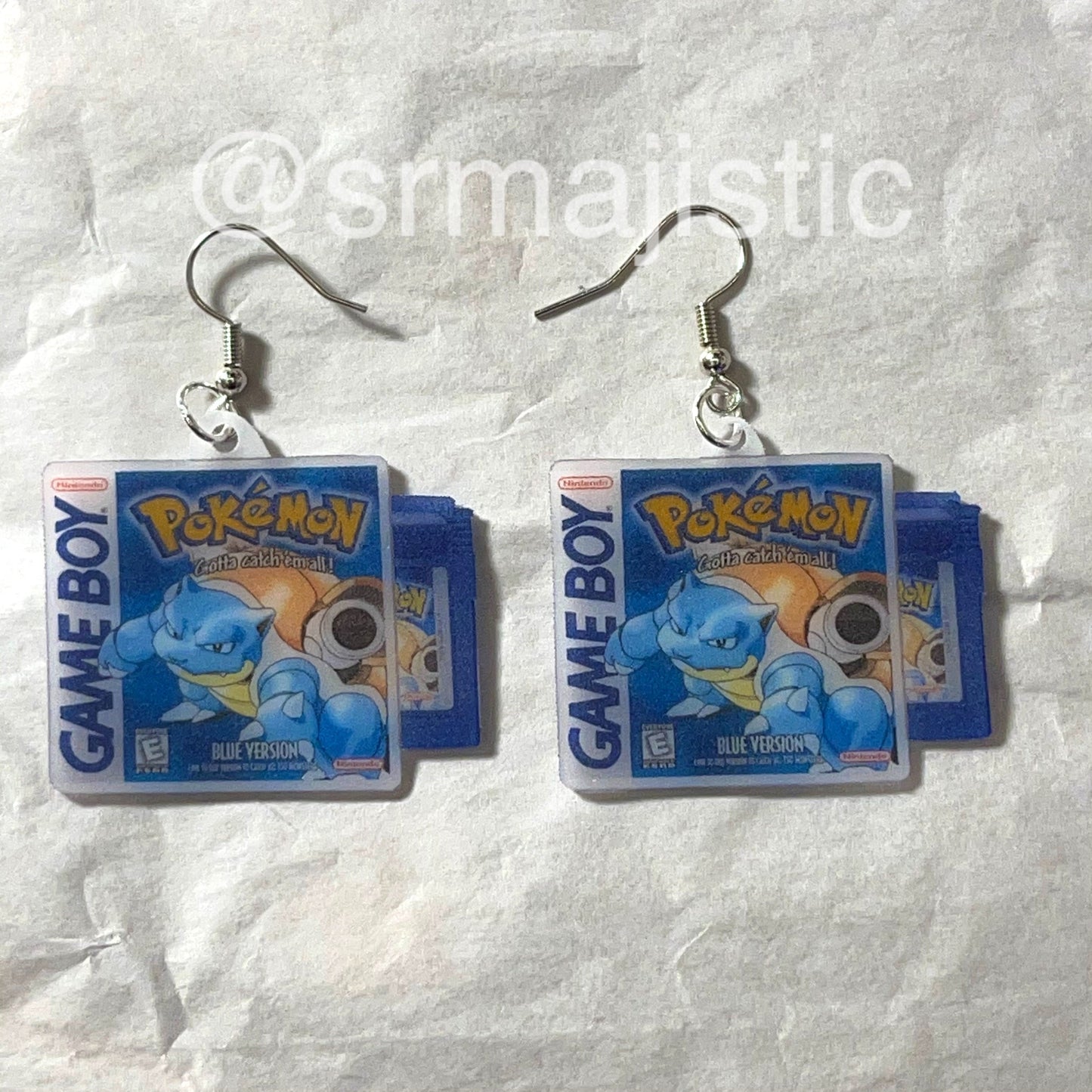 (READY TO SHIP) Pokémon Blue, Red, and Yellow Game Boy Game 2D detailed Handmade Earrings!