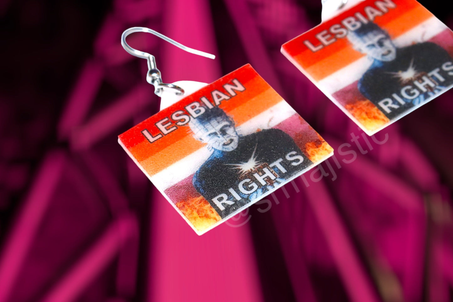 (READY TO SHIP) Hellraiser Pinhead Collection of Flaming Pride Flags Handmade Earrings!