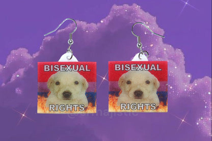 (READY TO SHIP) Jotchua Dog Flaming Pride Flags Handmade Earrings!