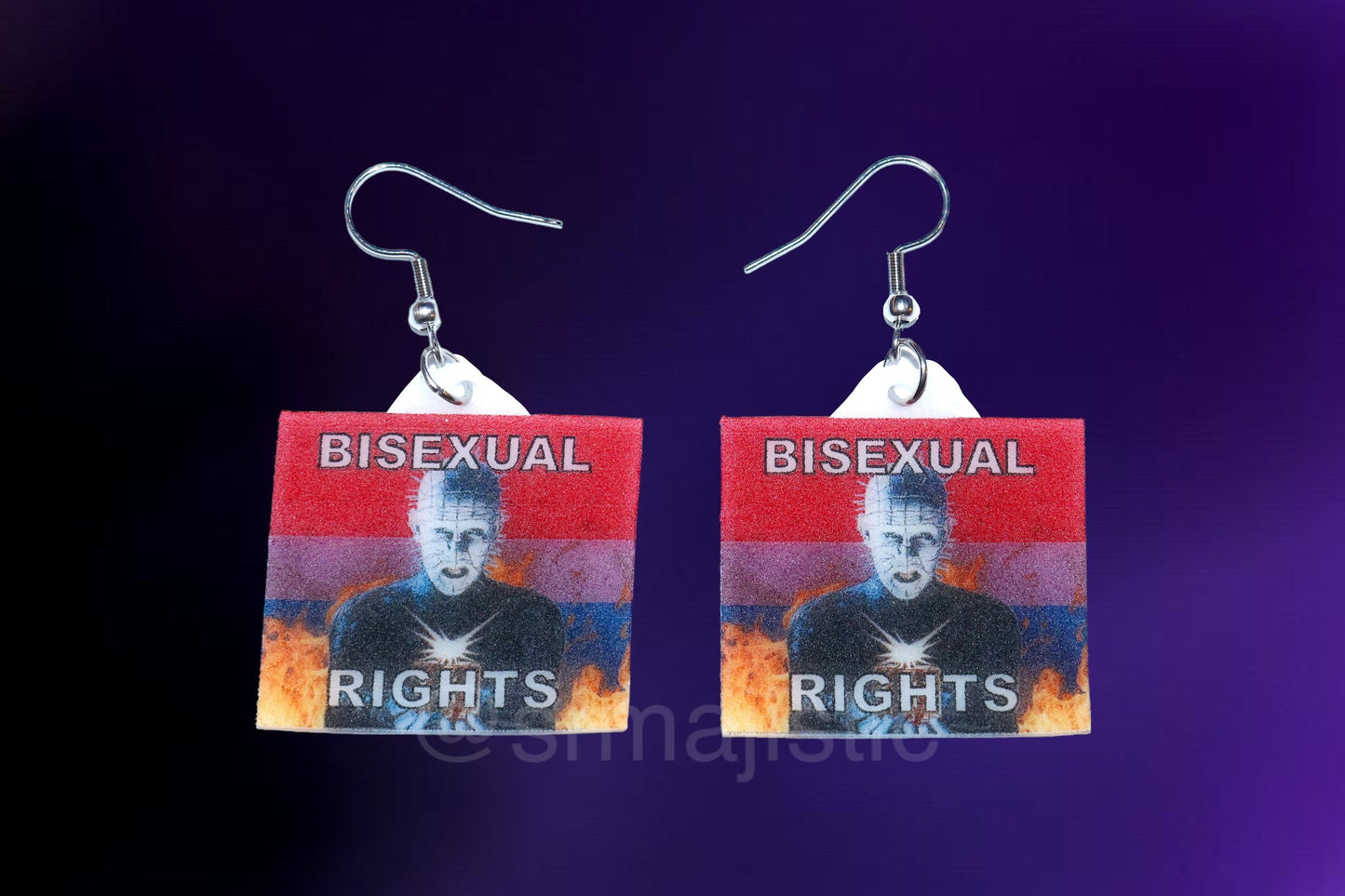 (READY TO SHIP) Hellraiser Pinhead Collection of Flaming Pride Flags Handmade Earrings!