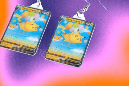 (READY TO SHIP) Collection of VMax Pikachu Pokémon Cards Handmade Earrings!