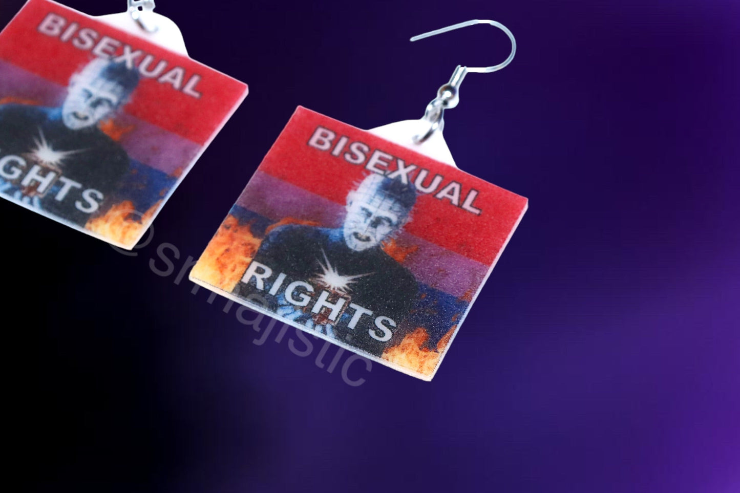 (READY TO SHIP) Hellraiser Pinhead Collection of Flaming Pride Flags Handmade Earrings!